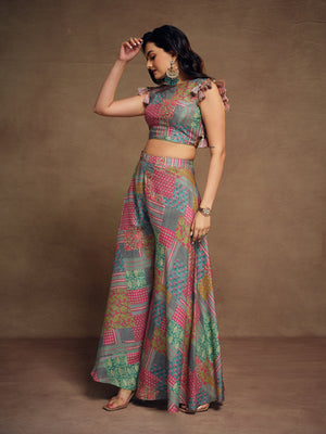 Rajwada Multicolor Cotton Printed  Stitched Indo Western Co ord Set For Women