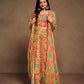 Rajwada Multicolor Silk Blend Printed  Stitched Indo Western Co ord Set For Women