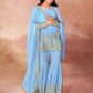 Rajwada Blue Georgette Embroidered Stitched Kurta Set For Women