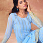 Rajwada Blue Georgette Embroidered Stitched Kurta Set For Women