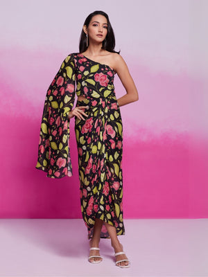 Rajwada Multicolor Silk Blend Printed Stitched Jumpsuit For Women