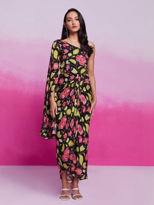 Rajwada Multicolor Silk Blend Printed Stitched Jumpsuit For Women