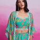 Rajwada Teal Georgette Printed Stitched Co-Ord Set For Women