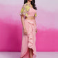 Rajwada Light Pink Organza Solid Stitched Co-Ord Set For Women
