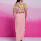 Rajwada Light Pink Organza Solid Stitched Co-Ord Set For Women