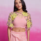 Rajwada Light Pink Organza Solid Stitched Co-Ord Set For Women