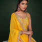 Rajwada Women Yellow Embroidered Festive Semi Stitched Lehenga With Unstitched Blouse