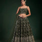 Rajwada Women Dark Green Embroidered Bridal Semi Stitched Lehenga With Unstitched Blouse