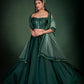 Rajwada Women Dark Green Embroidered Festive Semi Stitched Lehenga With Unstitched Blouse