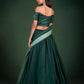 Rajwada Women Dark Green Embroidered Festive Semi Stitched Lehenga With Unstitched Blouse