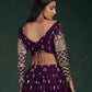 Rajwada Women Violet Embroidered Bridal Semi Stitched Lehenga With Unstitched Blouse