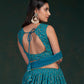 Rajwada Women Teal Embroidered Bridal Semi Stitched Lehenga With Unstitched Blouse