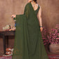 Rajwada Green Silk Blend Embellished Saree With Unstitched Blouse For Women