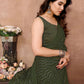 Rajwada Green Silk Blend Embellished Saree With Unstitched Blouse For Women