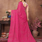Rajwada Pink Silk Blend Embellished Saree With Unstitched Blouse For Women
