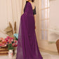 Rajwada Purple Satin Chiffon Embellished Saree With Unstitched Blouse For Women