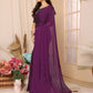 Rajwada Purple Satin Chiffon Embellished Saree With Unstitched Blouse For Women