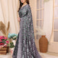 Rajwada Grey Cotton Printed Saree With Unstitched Blouse For Women