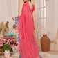 Rajwada Pink Georgette Printed Saree With Unstitched Blouse For Women