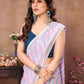 Rajwada Purple Georgette Printed Ready To Wear Saree With Unstitched Blouse For Women