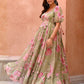 Rajwada Sage Green Cotton Blend Printed Gown For Women