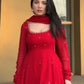 Rajwada Red Silk Blend Embroidered Kurta Set For Women