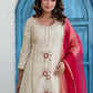 Rajwada Cream Silk Blend Embroidered Kurta Set For Women