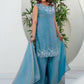 Rajwada Teal Blue Silk Blend Embellished Kurta Set For Women