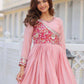 Rajwada Light Pink Cotton Blend Embroidered Gown For Women