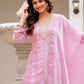Rajwada Light Pink Silk Blend Embroidered Kurta Set For Women