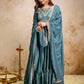 Rajwada Teal Blue Silk Blend Embroidered Gown For Women