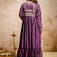 Rajwada Dark Purple Silk Blend Embroidered Gown For Women