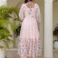 Rajwada Light Pink Oraganza Embellished Kurta Set For Women
