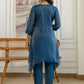 Rajwada Teal Blue Silk Blend Embroidered Kurta Set For Women