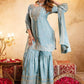 Rajwada Light Blue Organza Embroidered Kurta Set For Women
