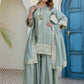 Rajwada Sage Green Organza Embroidered Kurta Set For Women
