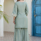Rajwada Sage Green Organza Embroidered Kurta Set For Women