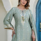 Rajwada Sage Green Organza Embroidered Kurta Set For Women