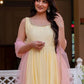 Rajwada Yellow Cotton Blend Solid Kurta Set For Women