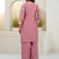 Rajwada Pastel Pink Georgette Embroidered Kurta Set For Women