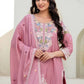 Rajwada Pastel Pink Georgette Embroidered Kurta Set For Women