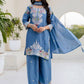 Rajwada Steel Blue Georgette Embroidered Kurta Set For Women