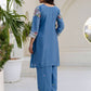 Rajwada Steel Blue Georgette Embroidered Kurta Set For Women