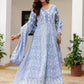 Rajwada Blue Cotton Blend Embroidered Kurta Set For Women