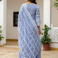 Rajwada Blue Cotton Blend Embroidered Kurta Set For Women