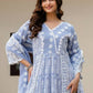 Rajwada Blue Cotton Blend Embroidered Kurta Set For Women