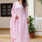 Rajwada Light Pink Cotton Blend Embroidered Kurta Set For Women