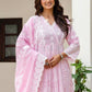 Rajwada Light Pink Cotton Blend Embroidered Kurta Set For Women