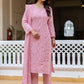 Rajwada Pastel Pink Cotton Blend Embroidered Kurta Set For Women