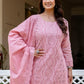 Rajwada Pastel Pink Cotton Blend Embroidered Kurta Set For Women